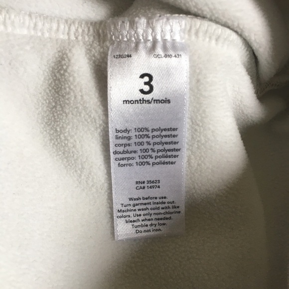 Carters (3M) Infant One piece Baby Footie Outerwear Hooded Fleece Foldover Mitts - Picture 8 of 8